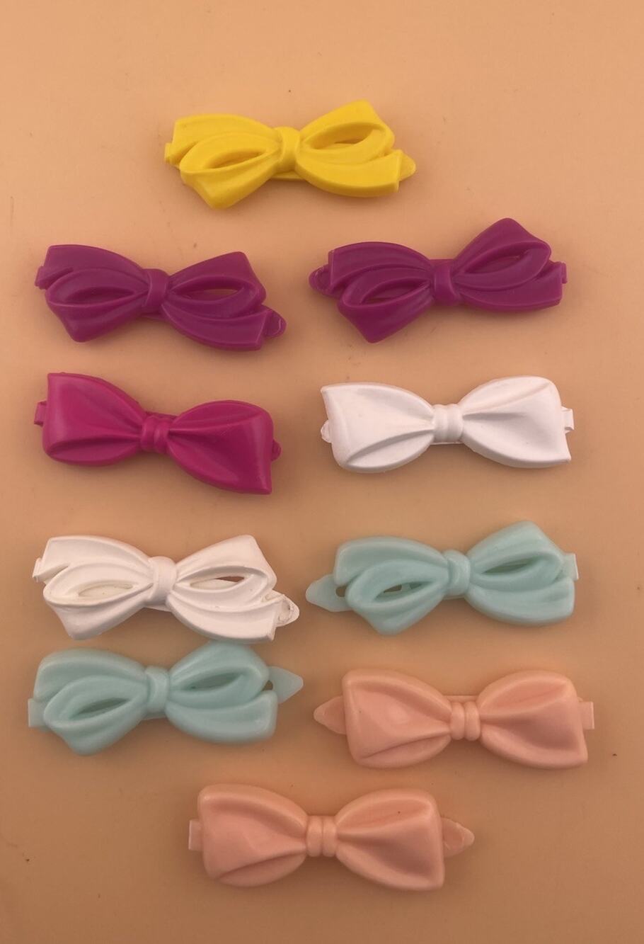 10 Pc Goody Snap Tight Plastic Barrettes Bow Flowers Dragonfly Oval Bar